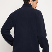 Navy Colorblocked Full Sleeve Mock Neck Sweatshirt