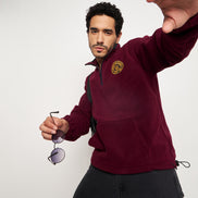 Wine Solid Full Sleeve Mock Neck Sweatshirt