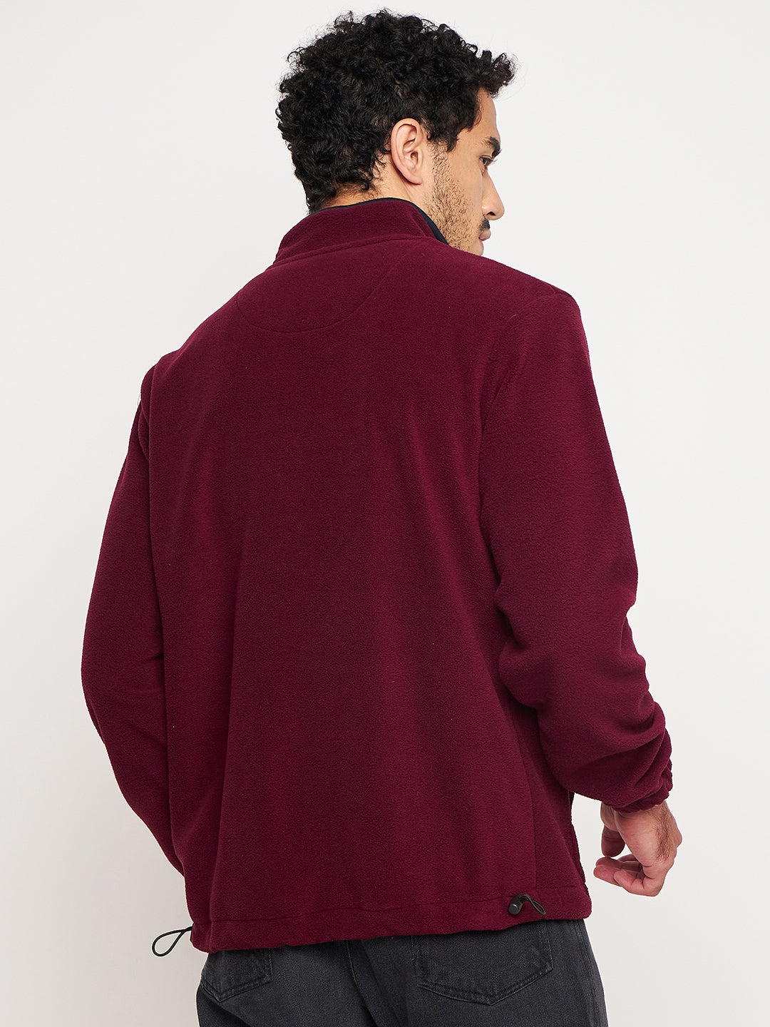 Wine Solid Full Sleeve Mock Neck Sweatshirt
