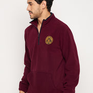 Wine Solid Full Sleeve Mock Neck Sweatshirt