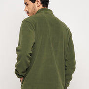 Olive Green Solid Full Sleeve Mock Neck Sweatshirt