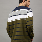 Multicolor Striped Full Sleeve Round Neck Sweatshirt