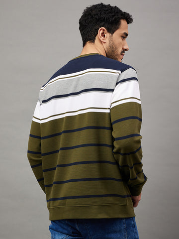 Multicolor Striped Full Sleeve Round Neck Sweatshirt