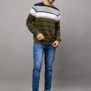 Multicolor Striped Full Sleeve Round Neck Sweatshirt