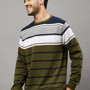 Multicolor Striped Full Sleeve Round Neck Sweatshirt