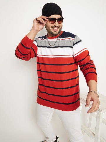 Multicolor Striped Plus Size Sweatshirt
