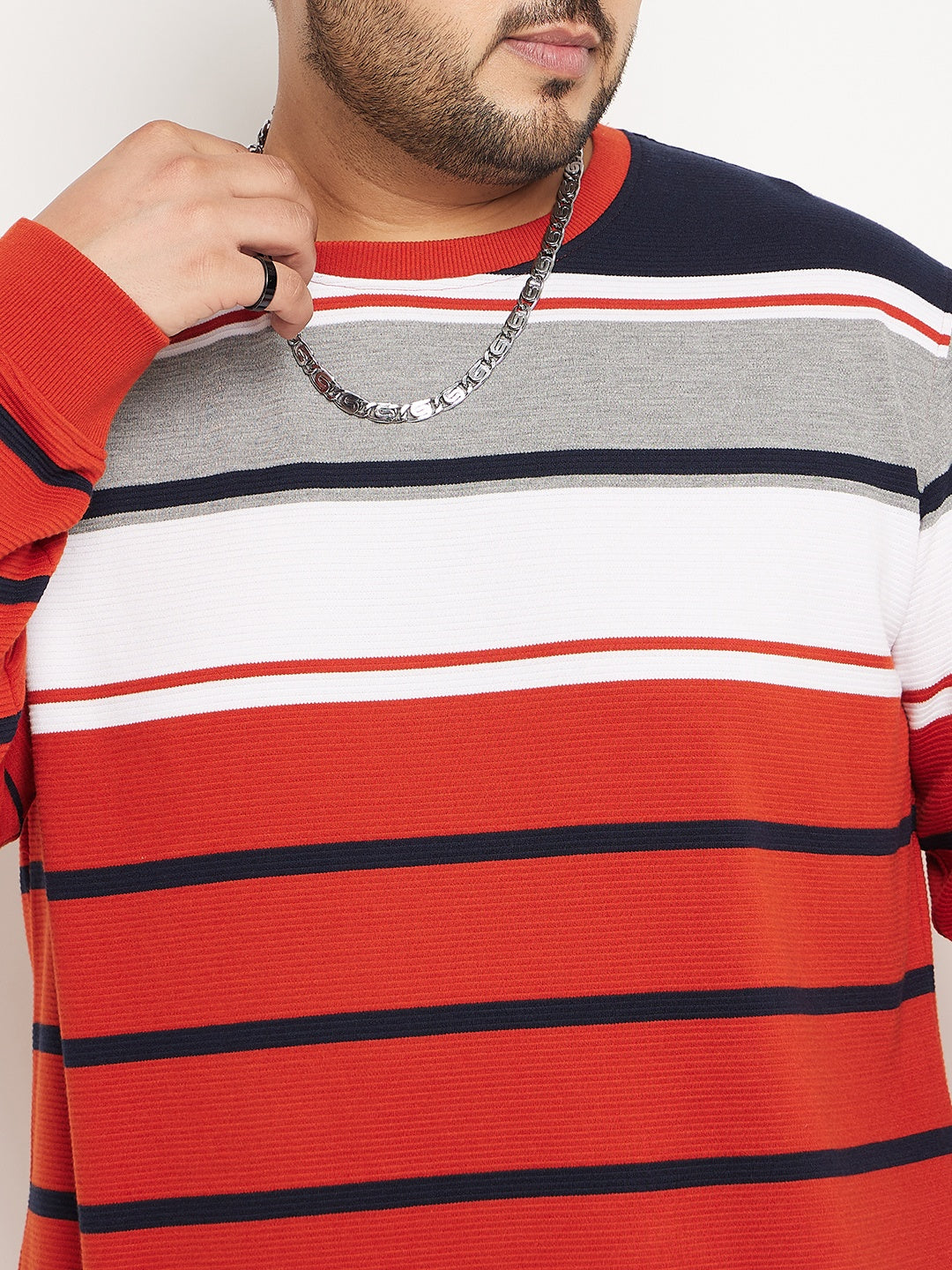 Multicolor Striped Plus Size Sweatshirt
