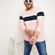 Light Pink Striped Plus Size Sweatshirt