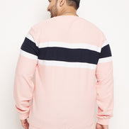 Light Pink Striped Plus Size Sweatshirt