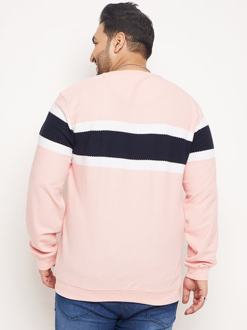 Light Pink Striped Plus Size Sweatshirt