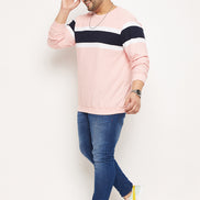 Light Pink Striped Plus Size Sweatshirt