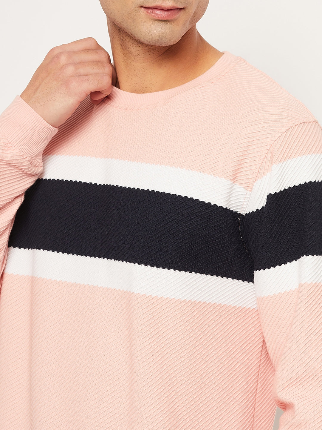 Light Pink Striped Sweatshirt