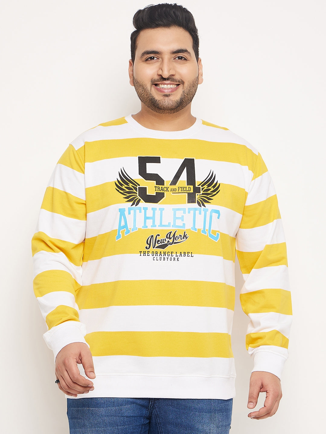 White Striped Plus Size Sweatshirt