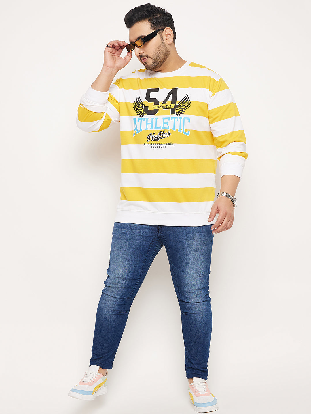 White Striped Plus Size Sweatshirt