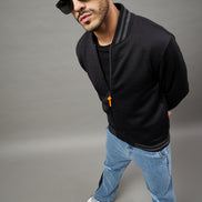 Black Solid Mock Neck Sweatshirt
