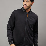 Black Solid Mock Neck Sweatshirt