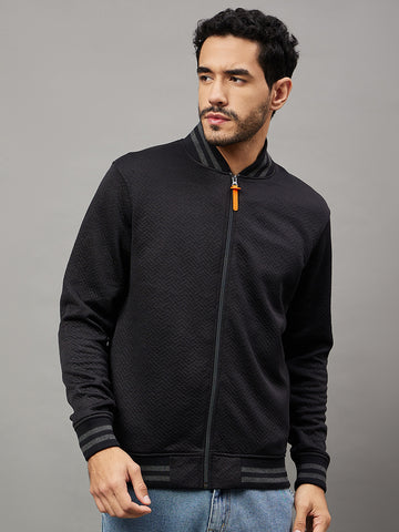 Black Solid Mock Neck Sweatshirt