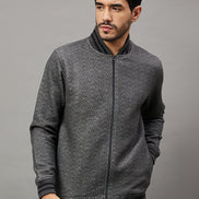 Anthra Melange Solid Mock Neck Sweatshirt