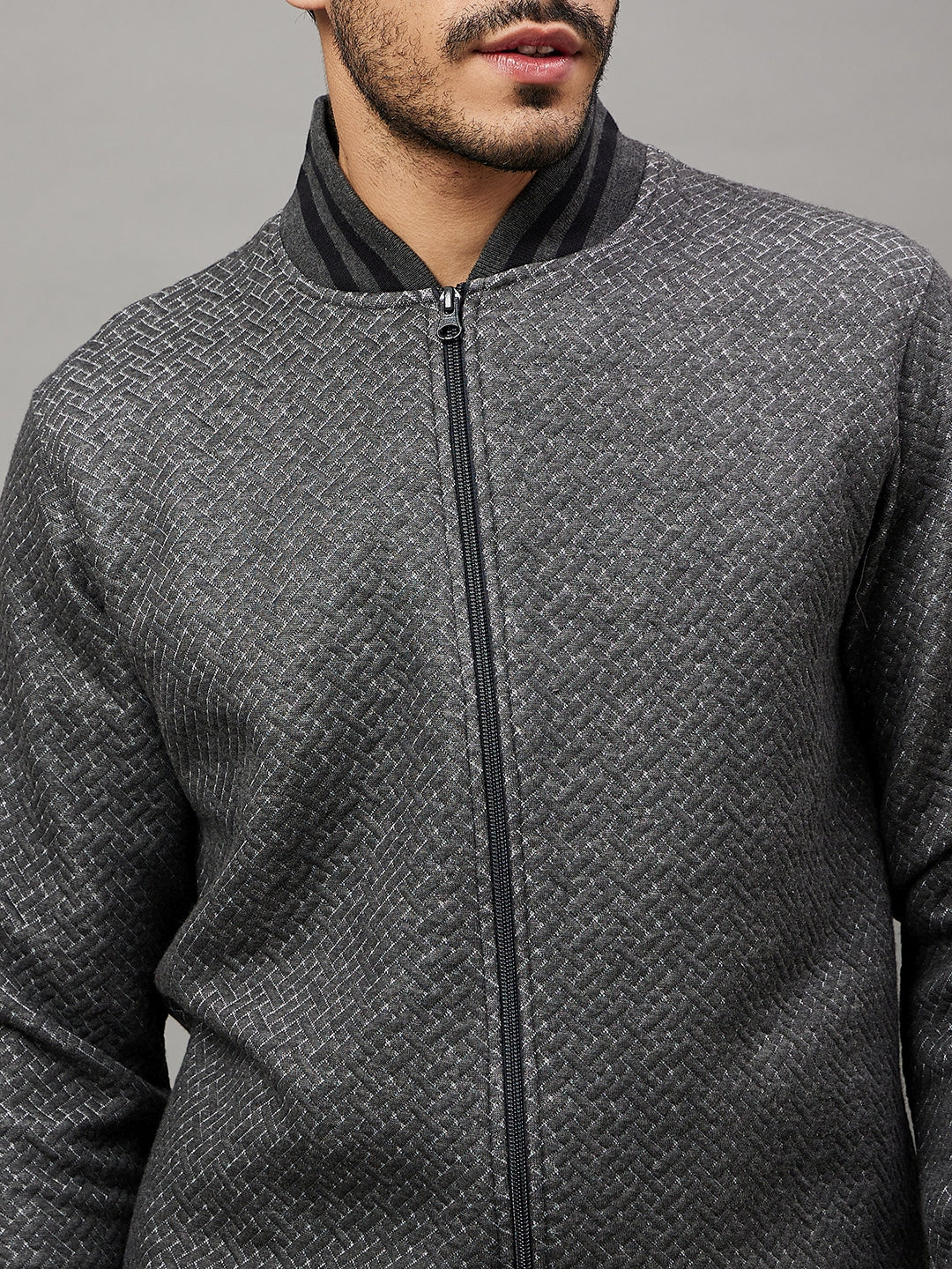 Anthra Melange Solid Mock Neck Sweatshirt