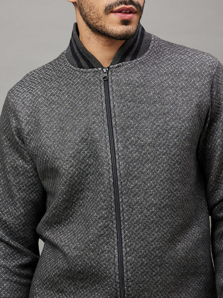 Anthra Melange Solid Mock Neck Sweatshirt