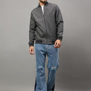Anthra Melange Solid Mock Neck Sweatshirt