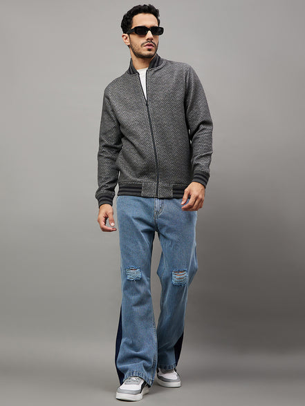 Anthra Melange Solid Mock Neck Sweatshirt
