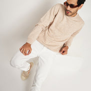 Beige Solid Full Sleeve Round Neck Sweatshirt
