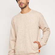 Beige Solid Full Sleeve Round Neck Sweatshirt