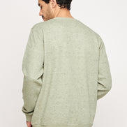 Pista Green Solid Full Sleeve Round Neck Sweatshirt