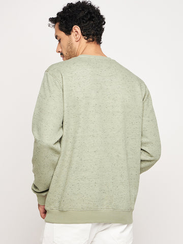 Pista Green Solid Full Sleeve Round Neck Sweatshirt