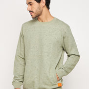 Pista Green Solid Full Sleeve Round Neck Sweatshirt