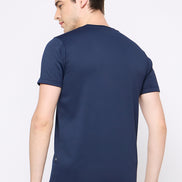 Navy Blue Printed Activewear T-Shirt