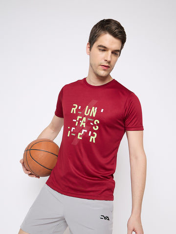 Wine Printed Activewear T-Shirt