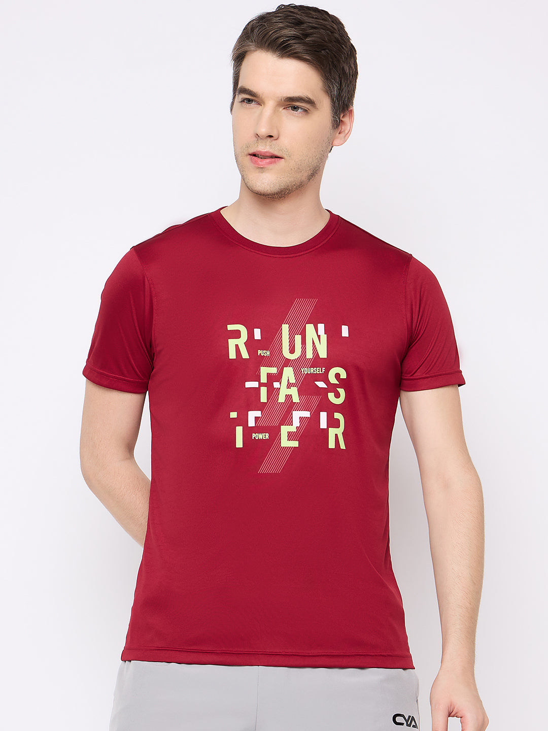 Wine Printed Activewear T-Shirt