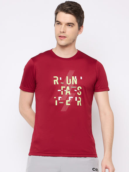 Wine Printed Activewear T-Shirt