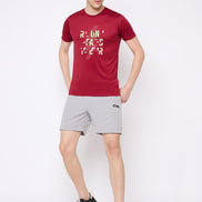 Wine Printed Activewear T-Shirt