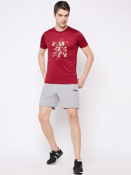 Wine Printed Activewear T-Shirt