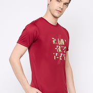 Wine Printed Activewear T-Shirt