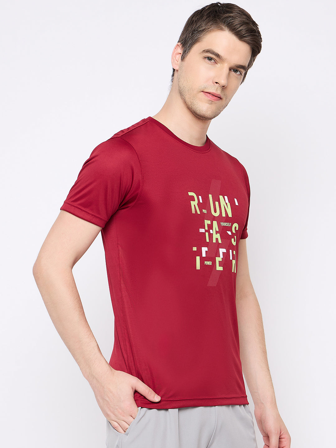 Wine Printed Activewear T-Shirt