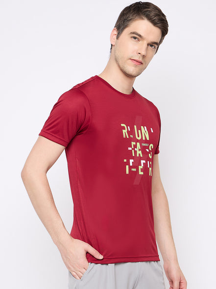 Wine Printed Activewear T-Shirt