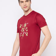 Wine Printed Activewear T-Shirt