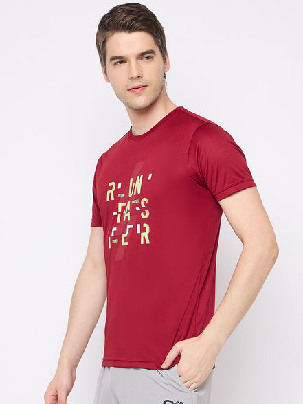Wine Printed Activewear T-Shirt