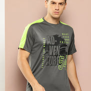 Grey Printed Activewear T-Shirt