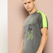 Grey Printed Activewear T-Shirt