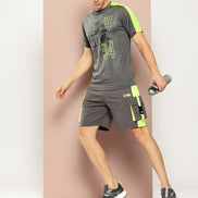 Grey Printed Activewear T-Shirt