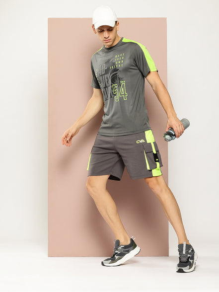 Grey Printed Activewear T-Shirt