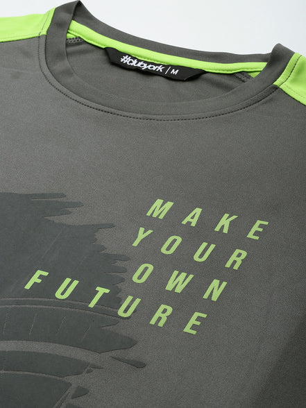 Grey Printed Activewear T-Shirt