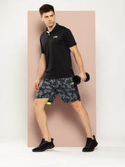Dark Grey Printed Activewear Short