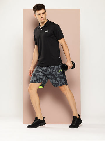 Dark Grey Printed Activewear Short