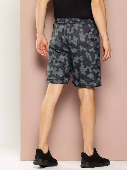 Dark Grey Printed Activewear Short